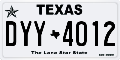 TX license plate DYY4012