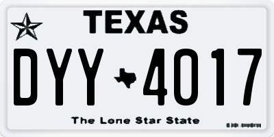 TX license plate DYY4017