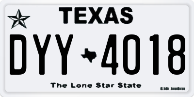 TX license plate DYY4018