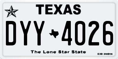 TX license plate DYY4026