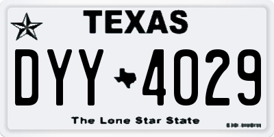 TX license plate DYY4029