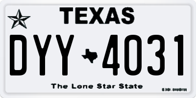 TX license plate DYY4031