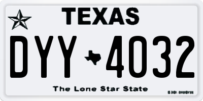 TX license plate DYY4032