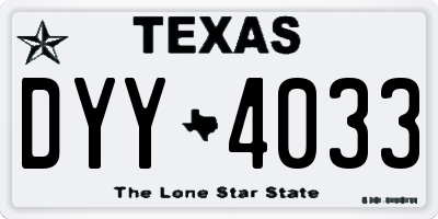 TX license plate DYY4033