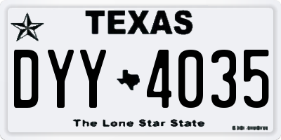 TX license plate DYY4035