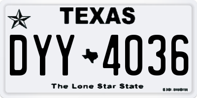 TX license plate DYY4036