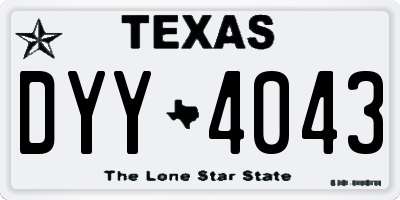 TX license plate DYY4043