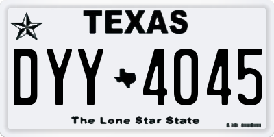 TX license plate DYY4045