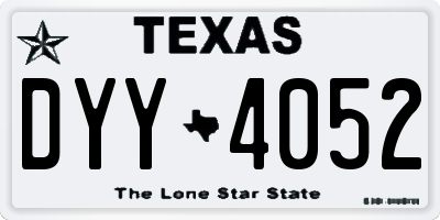 TX license plate DYY4052