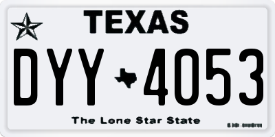 TX license plate DYY4053