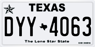 TX license plate DYY4063