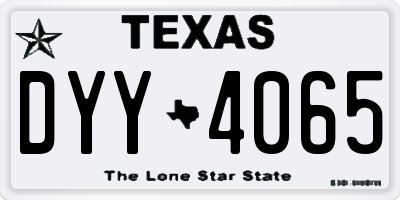 TX license plate DYY4065