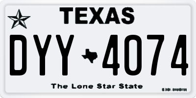TX license plate DYY4074