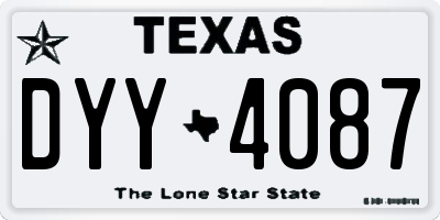 TX license plate DYY4087