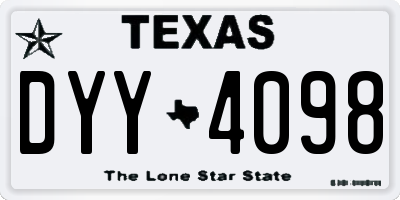 TX license plate DYY4098