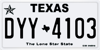 TX license plate DYY4103