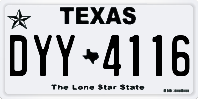 TX license plate DYY4116