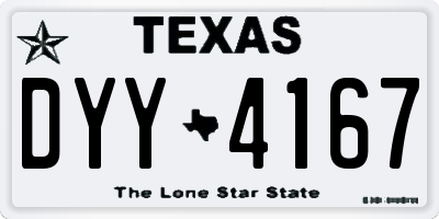 TX license plate DYY4167
