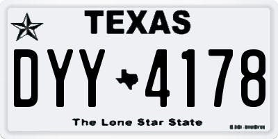 TX license plate DYY4178