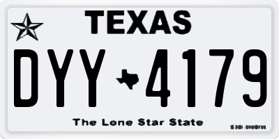 TX license plate DYY4179