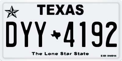 TX license plate DYY4192