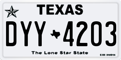 TX license plate DYY4203