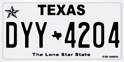 TX license plate DYY4204