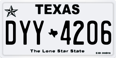 TX license plate DYY4206