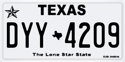 TX license plate DYY4209