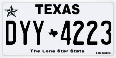 TX license plate DYY4223