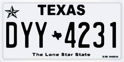 TX license plate DYY4231