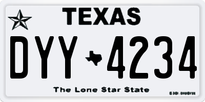 TX license plate DYY4234