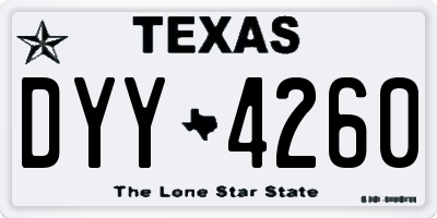 TX license plate DYY4260