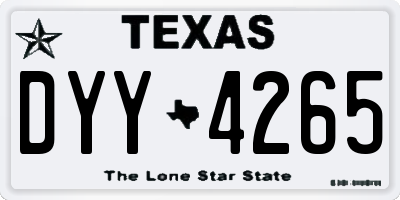 TX license plate DYY4265