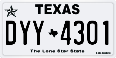TX license plate DYY4301