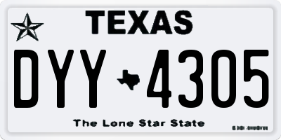 TX license plate DYY4305
