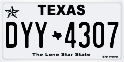 TX license plate DYY4307