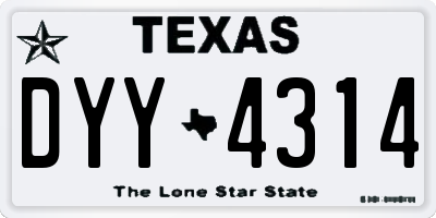 TX license plate DYY4314