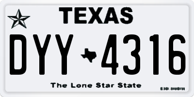 TX license plate DYY4316