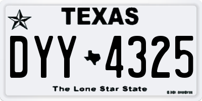 TX license plate DYY4325