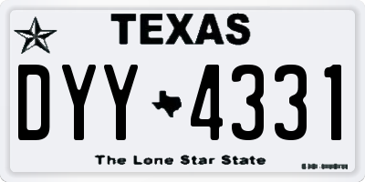 TX license plate DYY4331