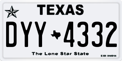 TX license plate DYY4332