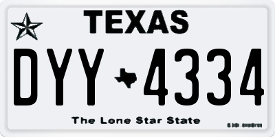 TX license plate DYY4334