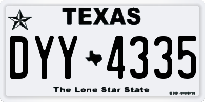 TX license plate DYY4335
