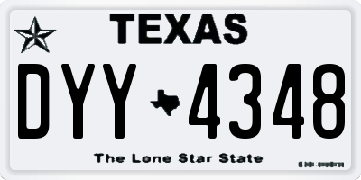 TX license plate DYY4348