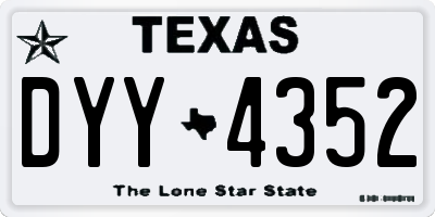 TX license plate DYY4352