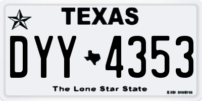 TX license plate DYY4353