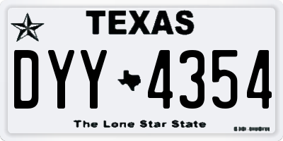 TX license plate DYY4354