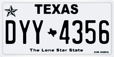 TX license plate DYY4356