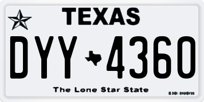 TX license plate DYY4360
